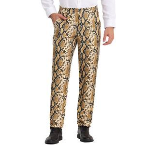Animal Printed Pants Flat Front Party Prom Dress Pants Snake Print